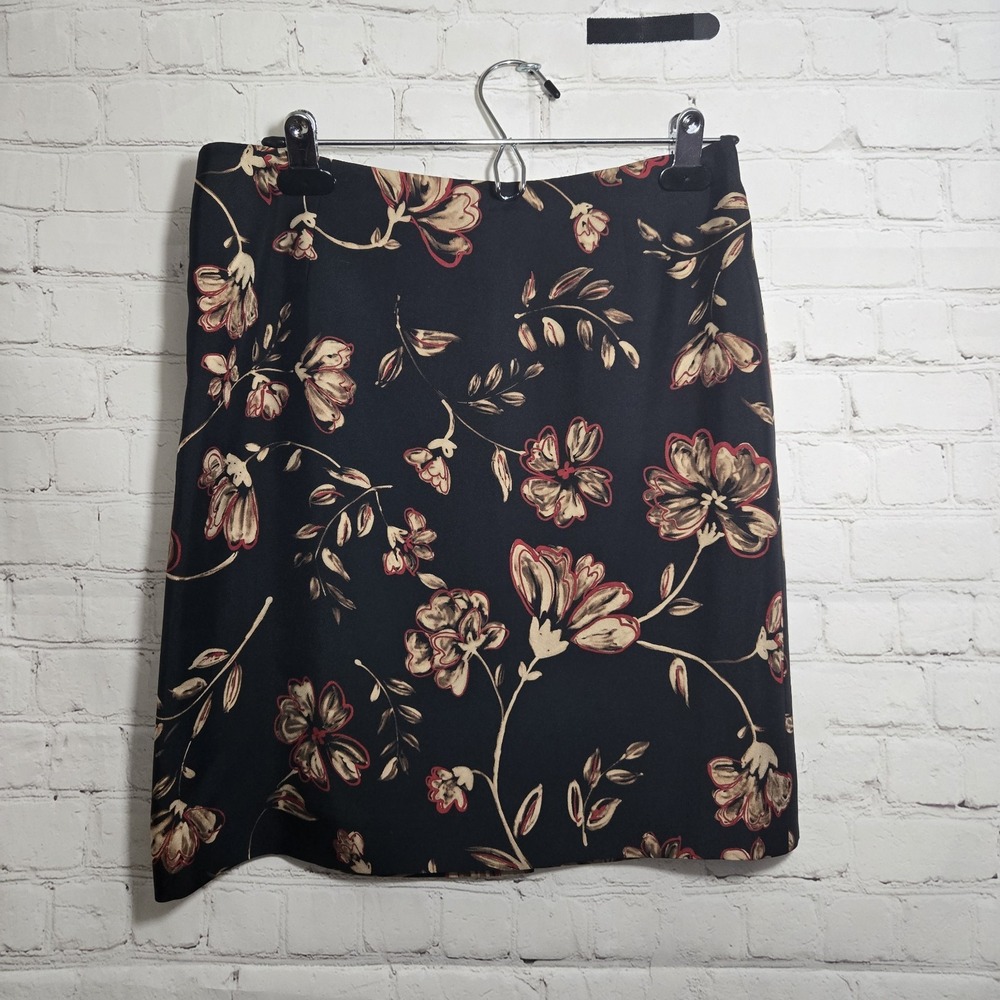 Vtg 90s Skirt Black Silk Floral Mini Sz 8 Whimsygoth Fairy Grunge Preppy